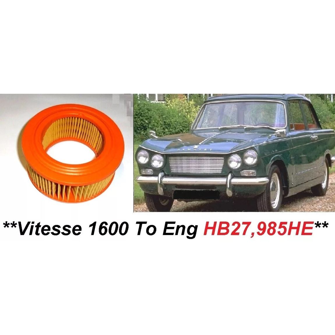 AIR FILTER x1 (Triumph Vitesse) (1600cc Early) (** See Eng. No/ **) (1962- 66) 